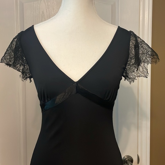 VERSACE JEANS Vintage 90’s Little Black Dress Elegant Midi Lace bombshell - Picture 3 of 7